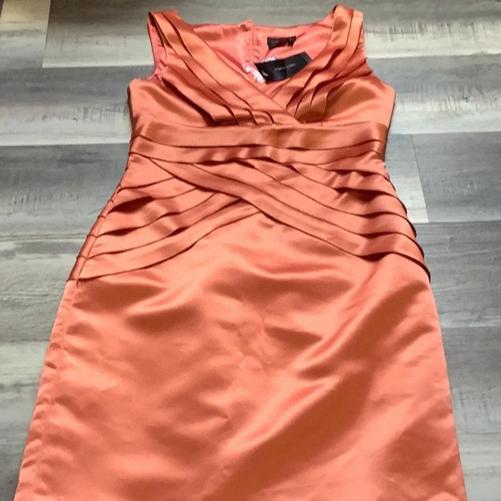 Max & Cleo Coral Satin Midi Dress - Picture 3 of 11